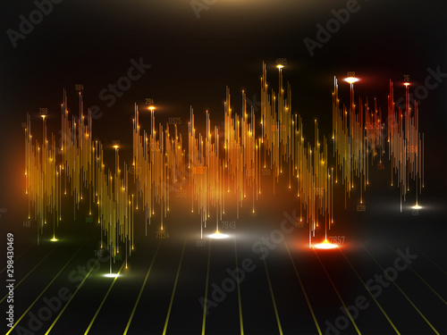 Audio or sound waveform animation with lighting effect for Big Data concept.