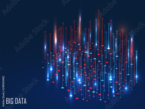 Red and blue shining magic lights on background for Big Data concept.