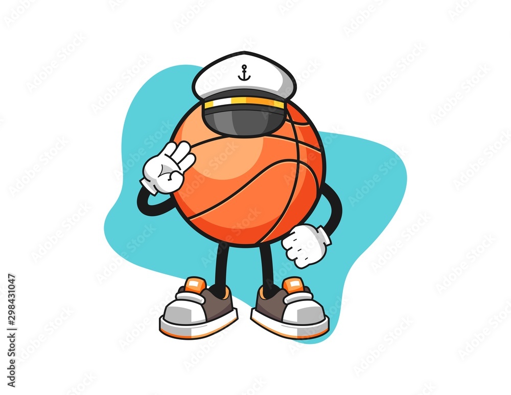 Obraz premium Basketball ship master cartoon. Mascot Character vector.