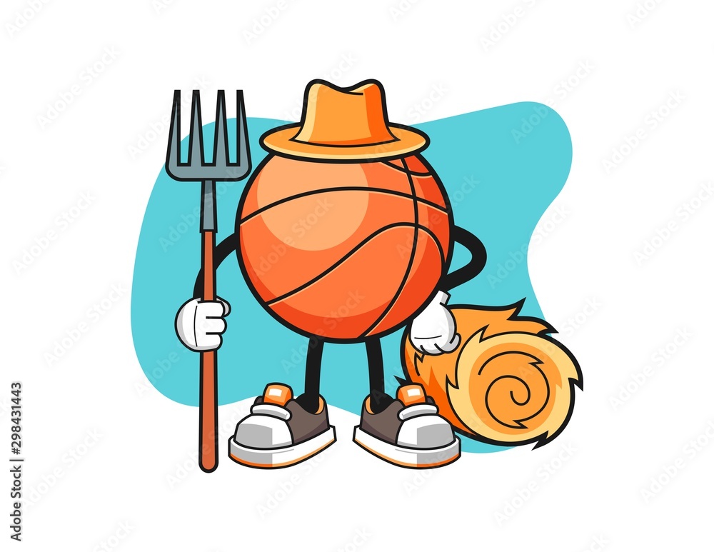 Basketball farmer cartoon. Mascot Character vector.