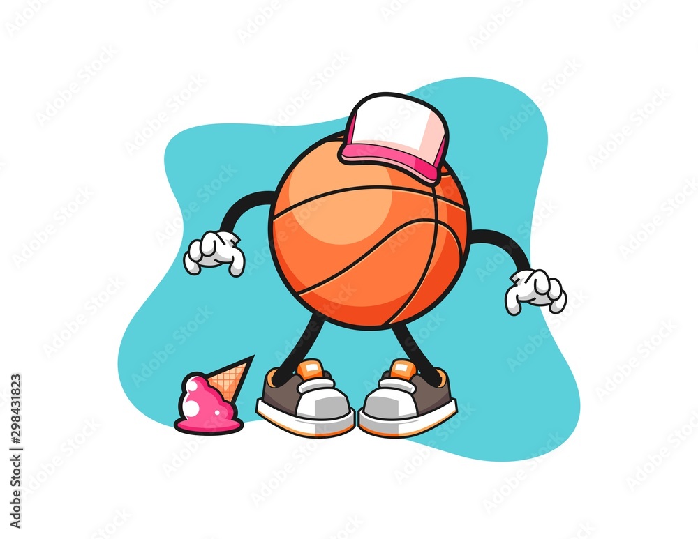 Basketball with ice cream fall cartoon. Mascot Character vector.