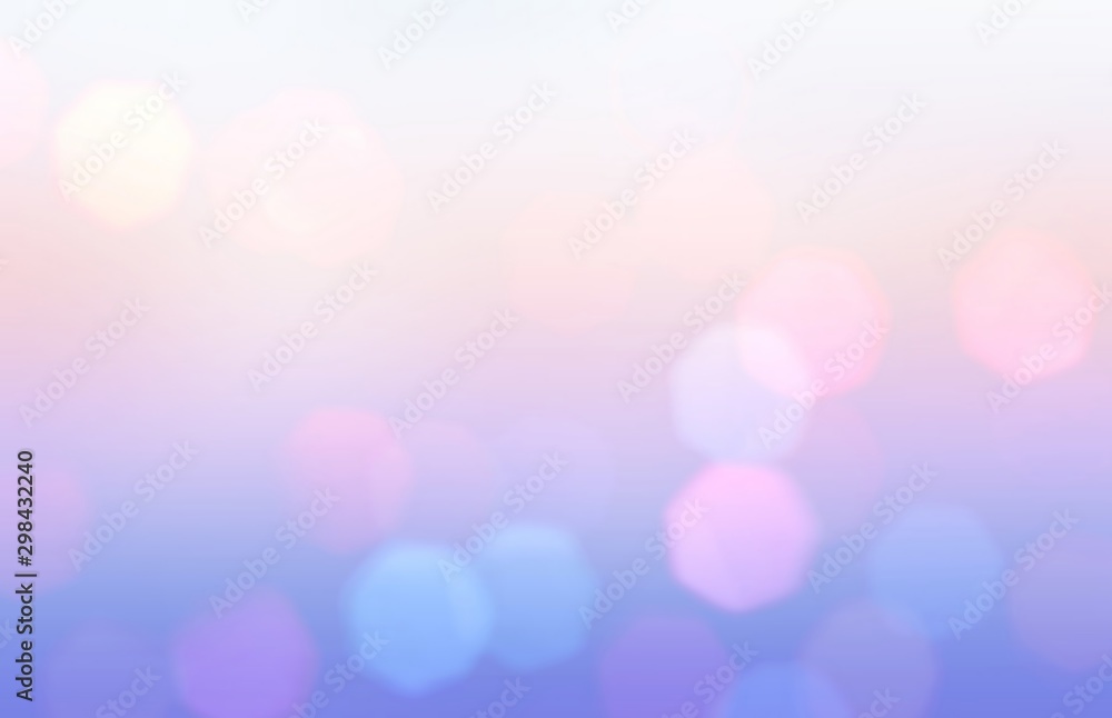 Bokeh lilac pink blue wonderful pattern. Cool abstract background. Holiday garland lights. Fantasy sky blurred texture. - obrazy, fototapety, plakaty 