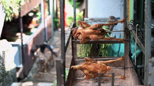 Chicken grilled over a fire in the streets of Sapa and Cat Cat Village, Vietnam