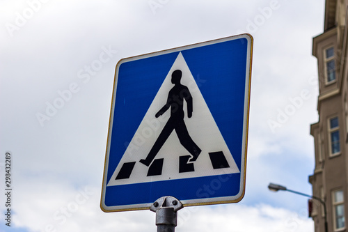 A zebra crossing sign in Malmö, Sweden