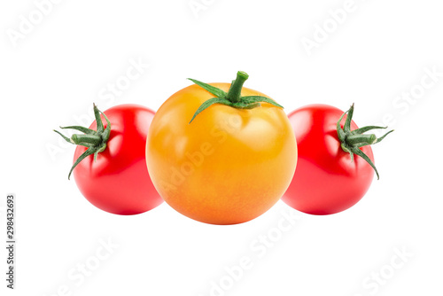 Vegetable pattern of red tomatoes on white background. Isolated on white background