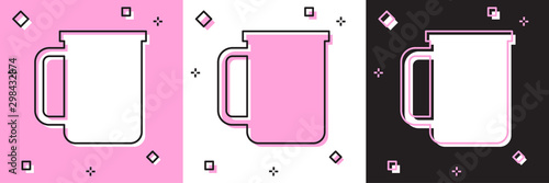 Set Coffee cup flat icon isolated on pink and white, black background. Tea cup. Hot drink coffee. Vector Illustration