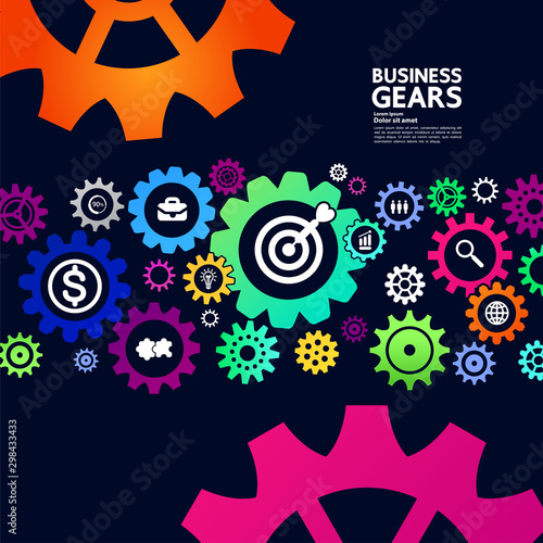 Gears creative idea set for business vector illustration.