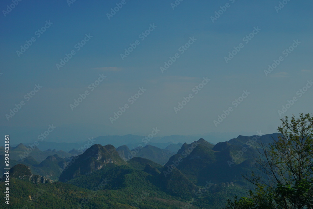The veiw of earth surface relief of karst topography in Guilin from Yaou mountain