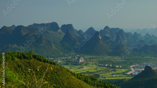 The veiw of earth surface relief of karst topography in Guilin from Yaou mountain