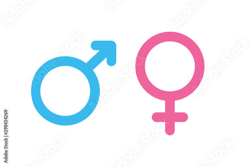 Male female gender icons. Man, woman gender symbol, sign.