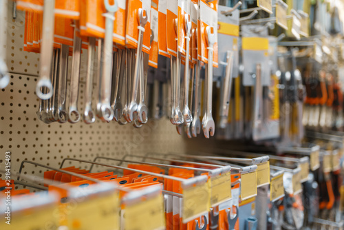 Plakat Hardware store assortment, shelf with wrenches
