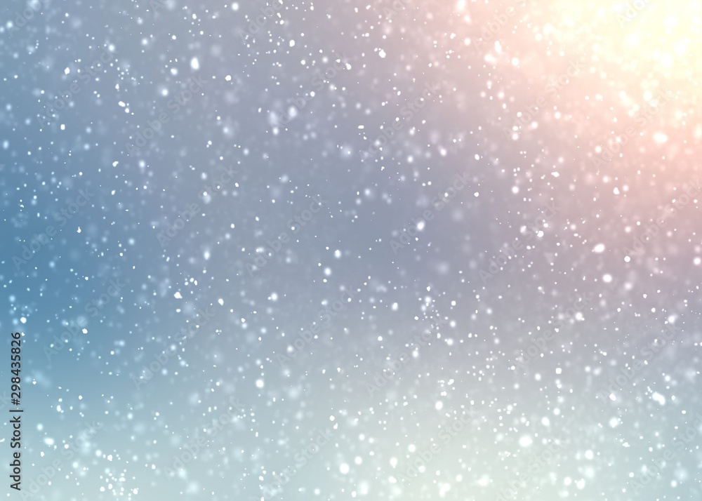 Winter sun shine and snowfall pattern on blue outdoor blurred background. Abstract texture. Winter sun shine and snowfall pattern on blue outdoor blurred background. Abstract texture.