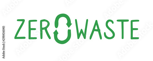 Green zero waste logo on white background