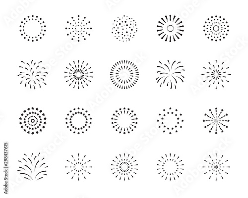 set of firework icons  boom  chinese firework  celebration  festival  party  event