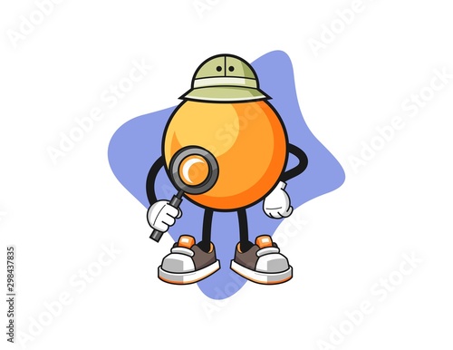 Ping pong ball archaeologist cartoon. Mascot Character vector.