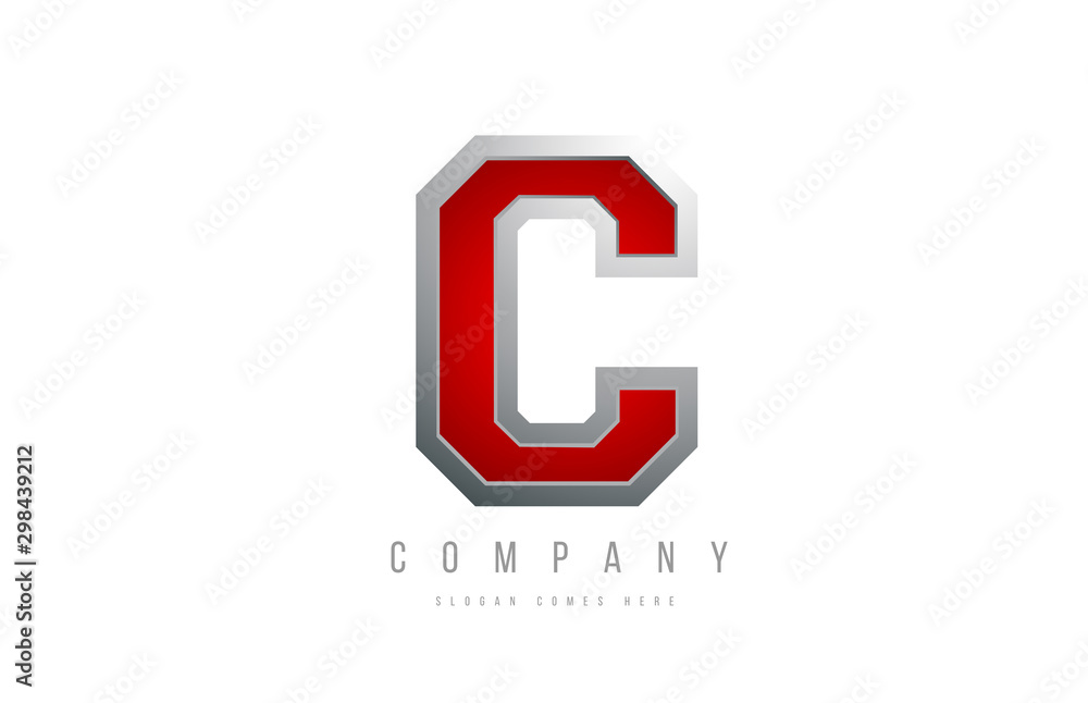 C red metal metallic grey logo letter alphabet for company icon design C red metal metallic grey logo letter alphabet for company icon design