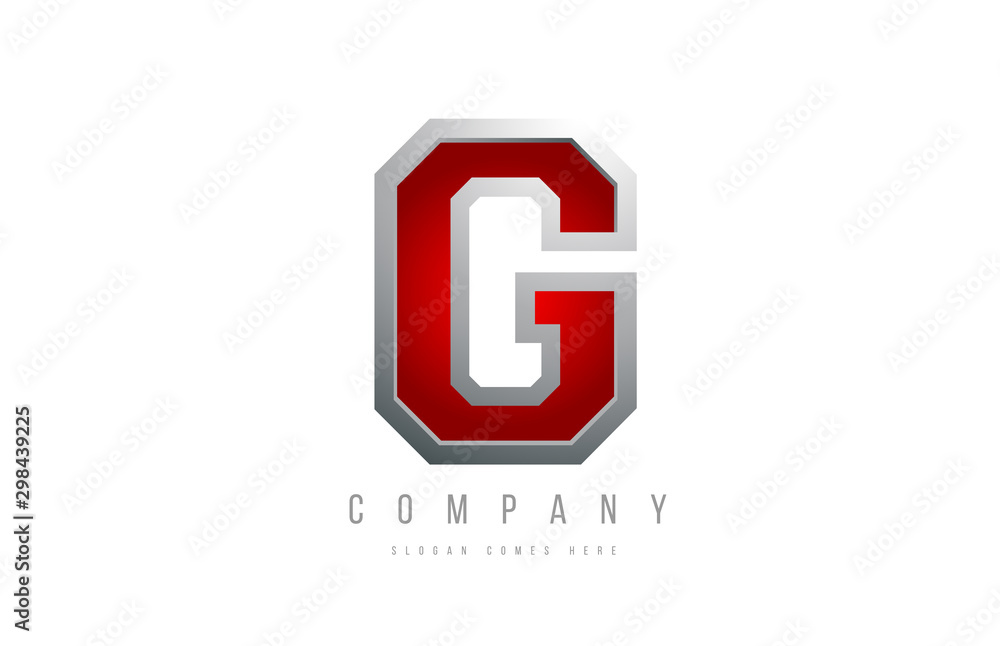 G red metal metallic grey logo letter alphabet for company icon design G red metal metallic grey logo letter alphabet for company icon design