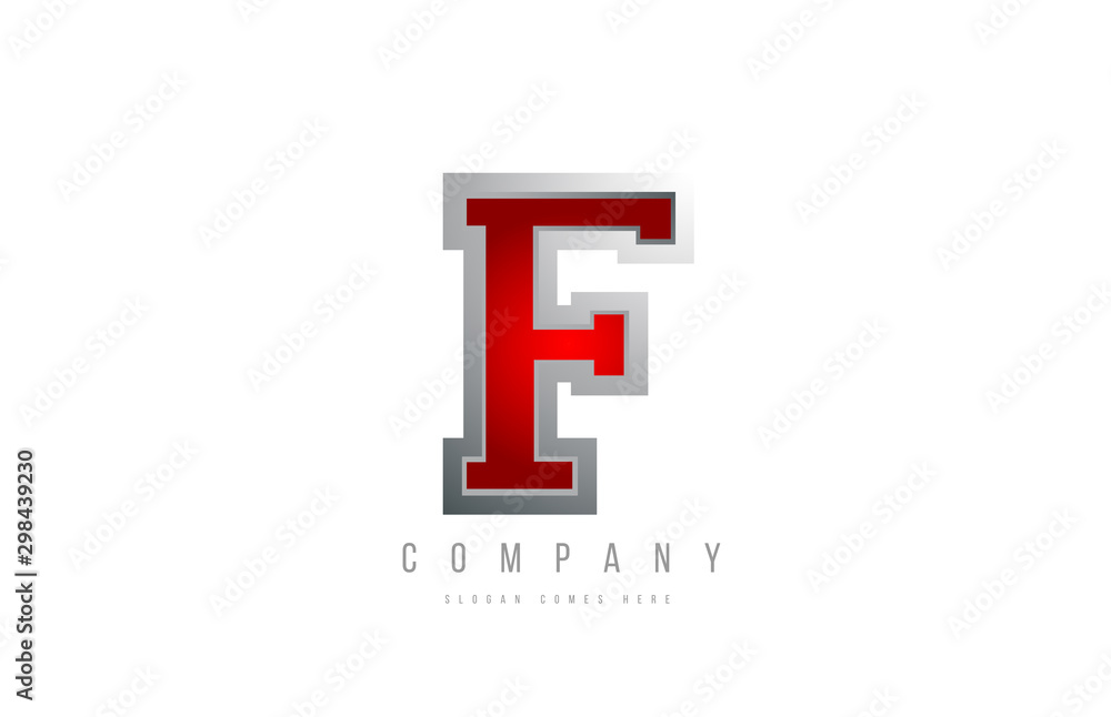 F red metal metallic grey logo letter alphabet for company icon design F red metal metallic grey logo letter alphabet for company icon design