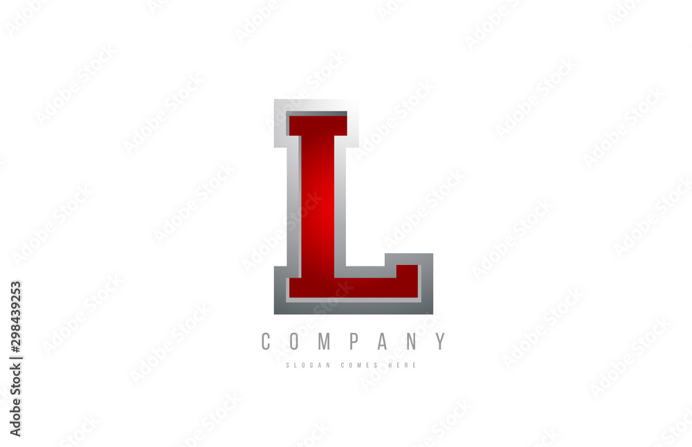 L red metal metallic grey logo letter alphabet for company icon design L red metal metallic grey logo letter alphabet for company icon design