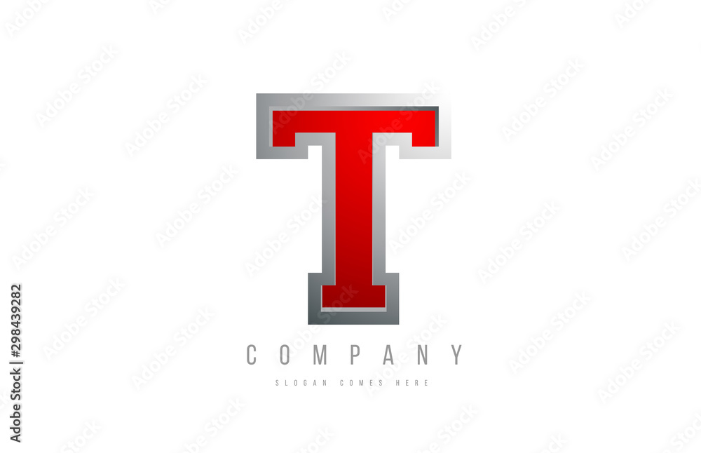 T red metal metallic grey logo letter alphabet for company icon design T red metal metallic grey logo letter alphabet for company icon design