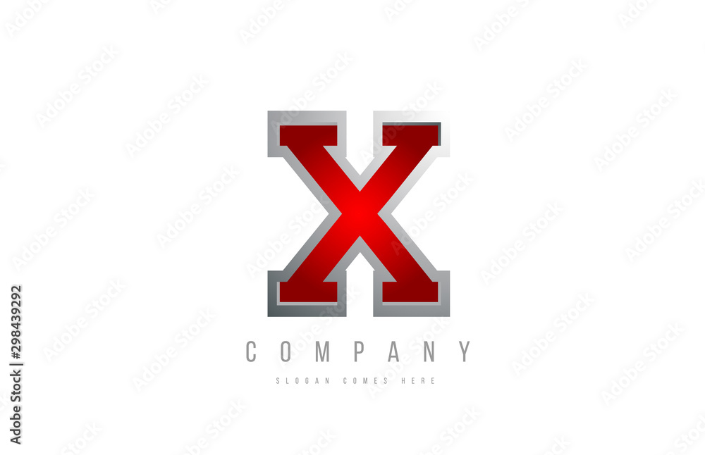 X red metal metallic grey logo letter alphabet for company icon design X red metal metallic grey logo letter alphabet for company icon design
