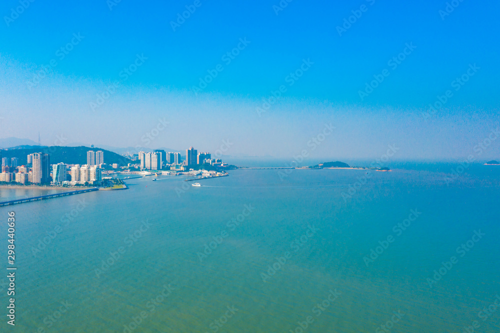 Aerial aerial photographs of the seaside city in Zhuhai, Guangdong Province, China