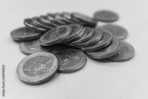 Quadro su tela black and white, money, coins, euros, some coins, savings