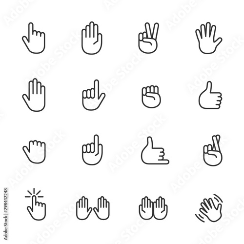 Vector set of hand line icons.