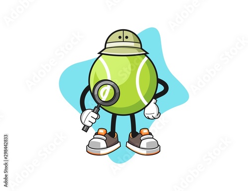 Tennis ball archaeologist cartoon. Mascot Character vector.