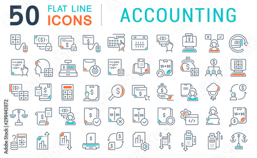 Set Vector Line Icons of Accounting