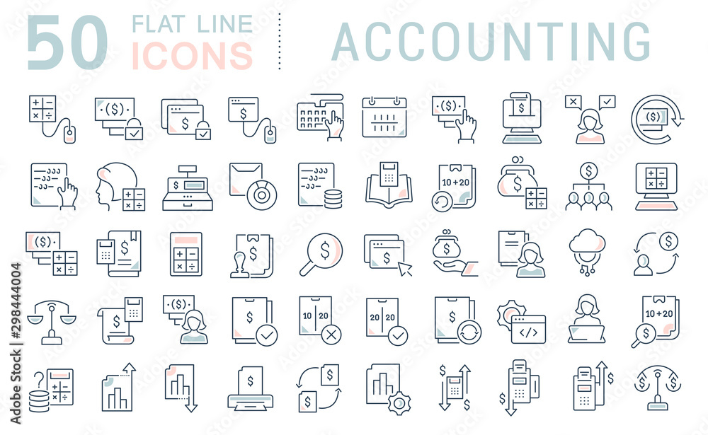 Set Vector Line Icons of Accounting Set Vector Line Icons of Accounting