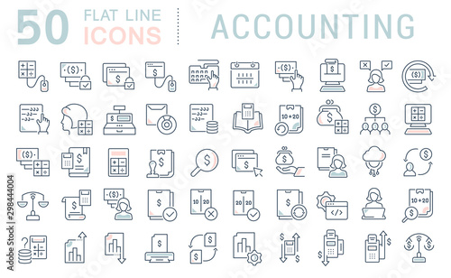 Set Vector Line Icons of Accounting