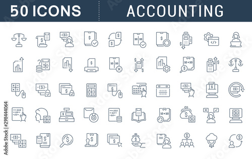 Set Vector Line Icons of Accounting