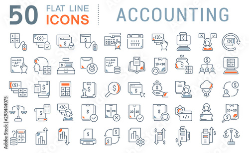 Set Vector Line Icons of Accounting