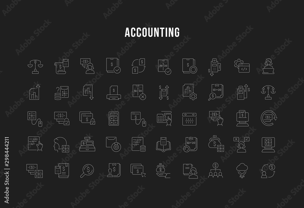 Set Vector Line Icons of Accounting Set Vector Line Icons of Accounting
