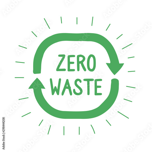 Green zero waste logo on white background