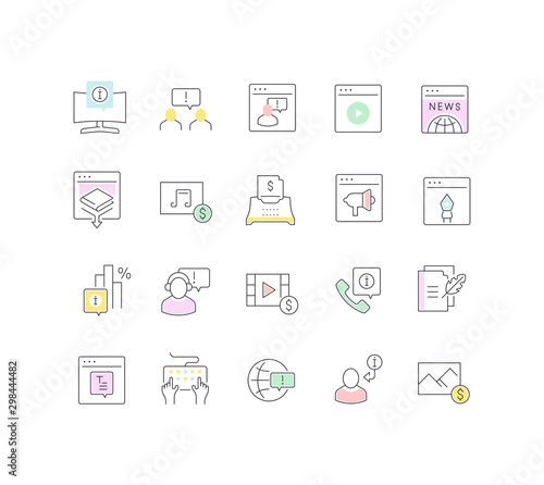 Set Vector Line Icons of Business Information