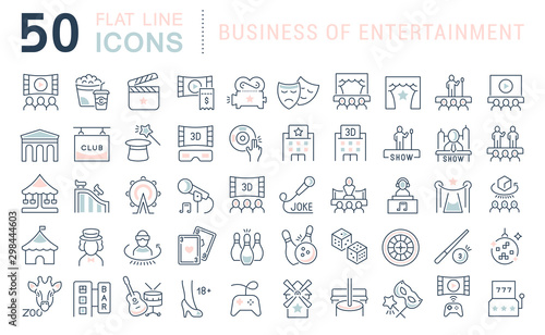 Set Vector Line Icons of Entertainment Business