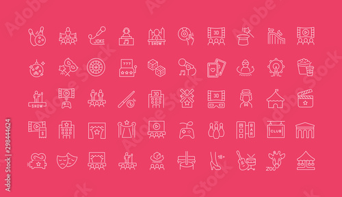 Set Vector Line Icons of Entertainment Business