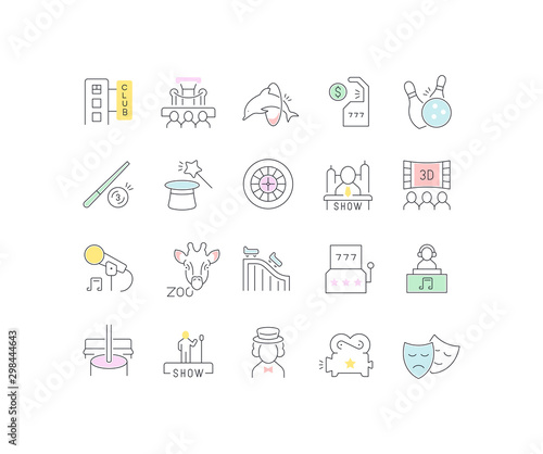 Set Vector Line Icons of Entertainment Business