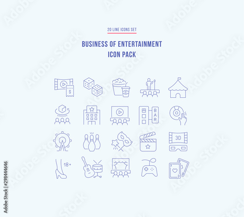 Set Vector Line Icons of Entertainment Business © M.Style