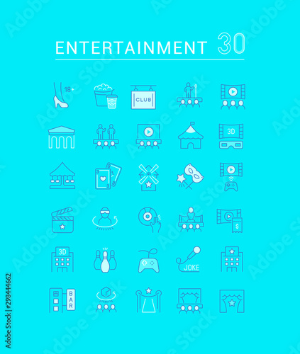 Set Vector Line Icons of Entertainment