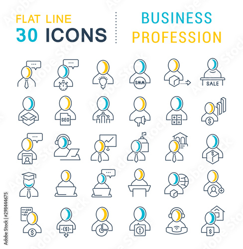 Collection Linear Icons of Business Profession