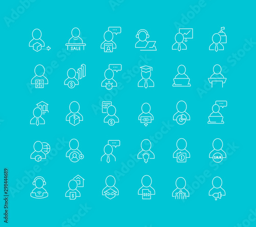 Collection Linear Icons of Business Profession