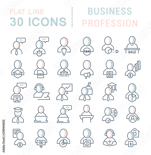 Collection Linear Icons of Business Profession
