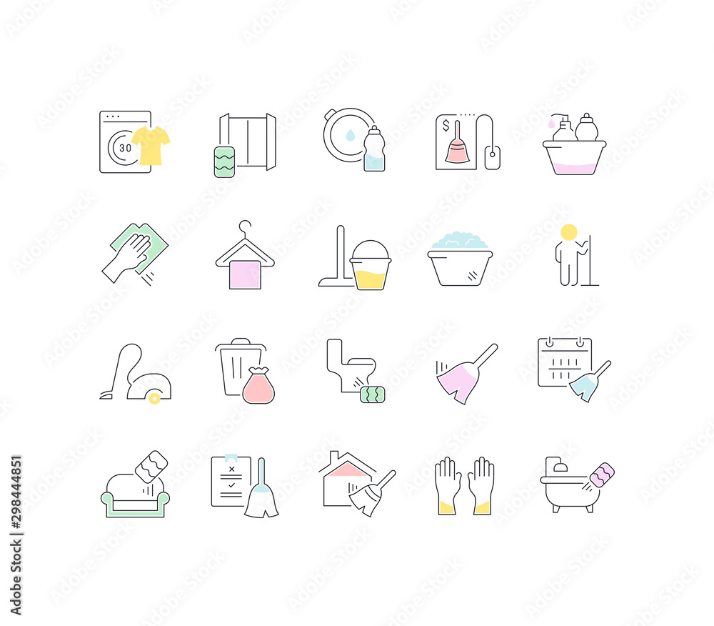 Collection Linear Icons of Cleaning Service Collection Linear Icons of Cleaning Service