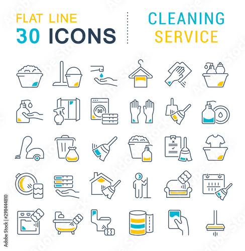 Collection Linear Icons of Cleaning Service