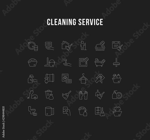 Collection Linear Icons of Cleaning Service