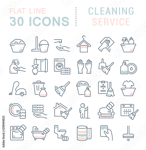 Collection Linear Icons of Cleaning Service