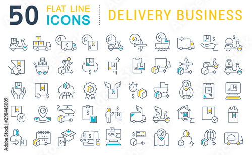 Set Vector Line Icons of Delivery Business